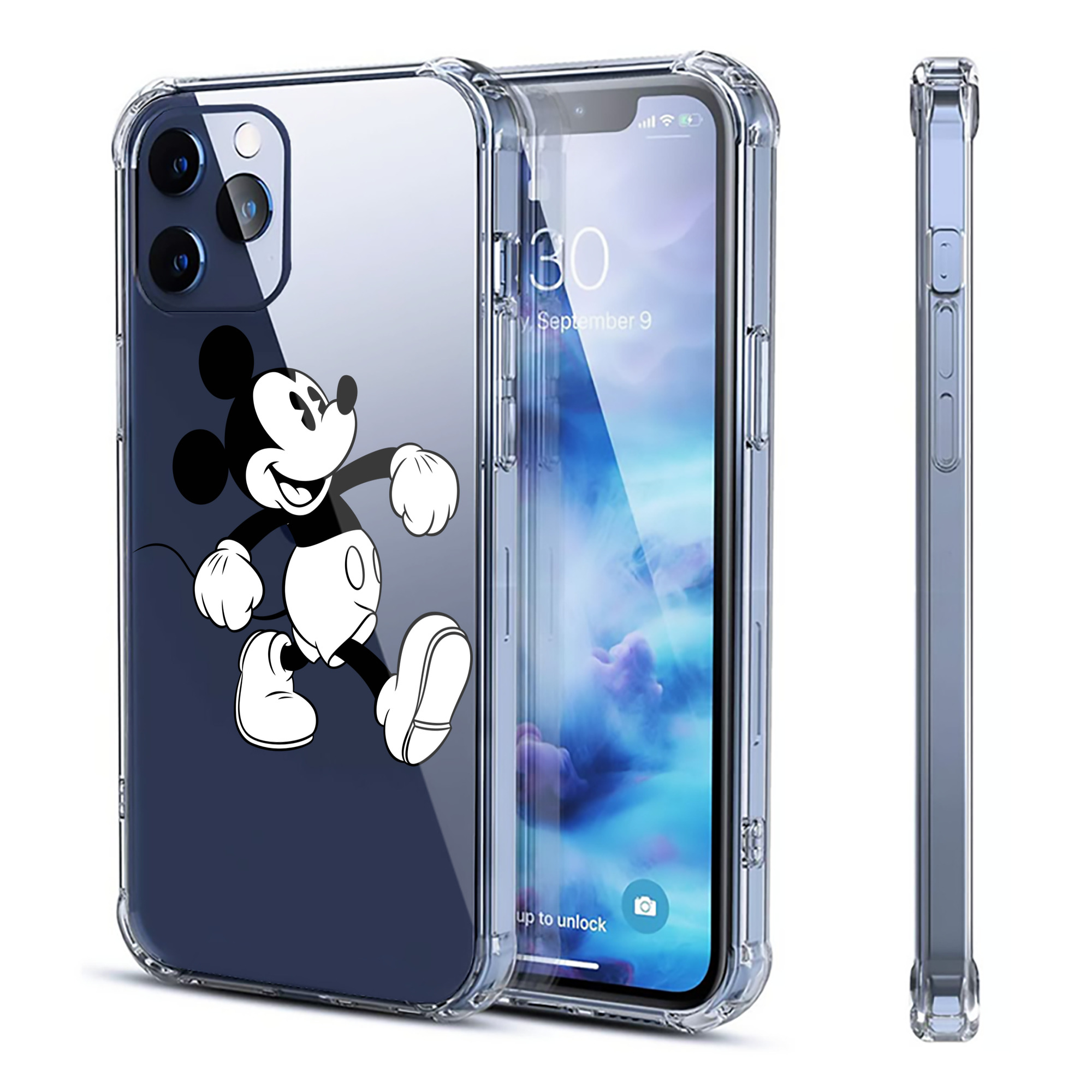 （画像用） ミッキーマウス Mickey Mouse 【iPhone 12シリーズ対応】透明スマホケース（クリアソフトケース）